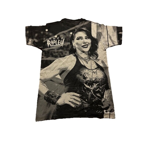 WWE Rhea Ripley All Over Print T-Shirt Men’s Small Black Ripple Junction - Picture 2 of 3